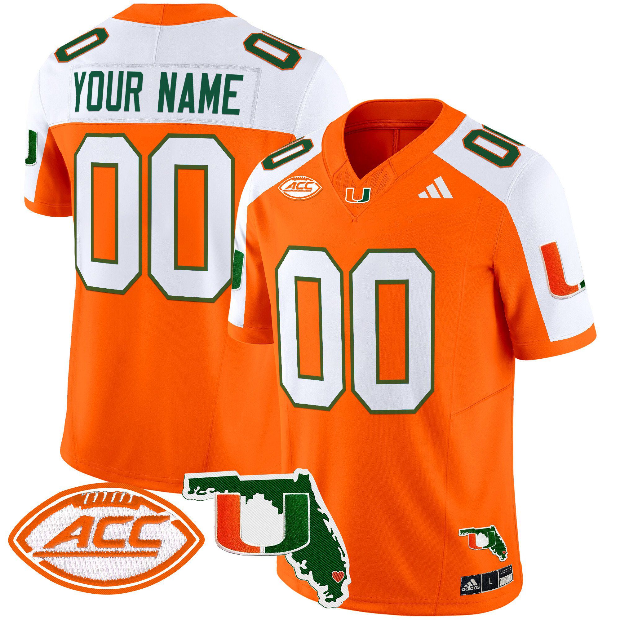 Men Miami Hurricanes Orange 2024 Florida Patch Vapor Limited Custom NCAA Jersey->customized ncaa jersey->Custom Jersey